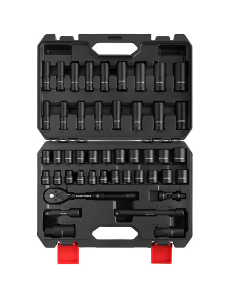 Juego de Llaves de Carraca 46 Piezas Eastvolt, Acero Cromo Vanadio