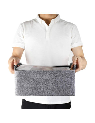 Cesta de Almacenamiento Plegable Welaxy Fieltro 30x24cm Carbón