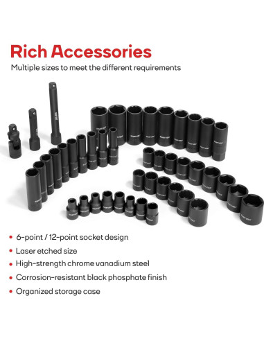 Juego de Llaves de Carraca 46 Piezas Eastvolt, Acero Cromo Vanadio