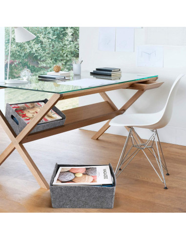 Cesta de Almacenamiento Plegable Welaxy Fieltro 30x24cm Carbón