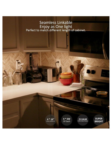 Iluminación LED Bajo Gabinete Leetdud 16 Pulgadas 4 Pcs Bronce