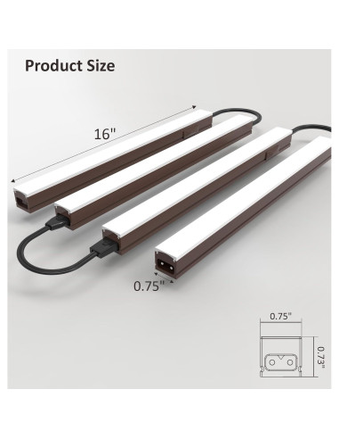 Iluminación LED Bajo Gabinete Leetdud 16 Pulgadas 4 Pcs Bronce