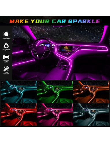 Tira LED EL FICOLPO 3M Naranja para Decoración Interior de Coche