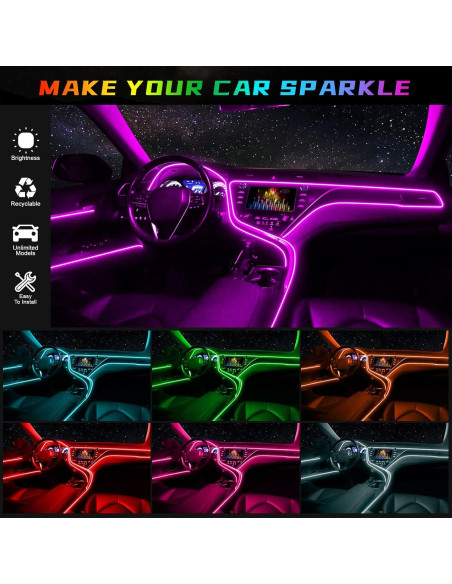 Tira LED EL FICOLPO 3M Naranja para Decoración Interior de Coche