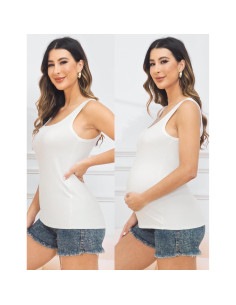 Camiseta de Maternidad PACBREEZE Sin Mangas Cuello U S-XL 2