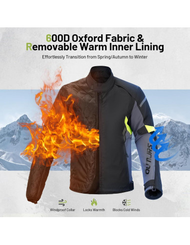 Chaqueta de Motocicleta Impermeable para Hombre con Armadura CE