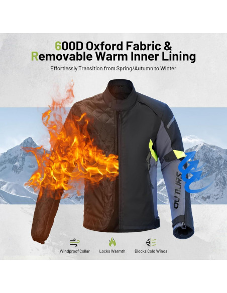 Chaqueta de Motocicleta Impermeable para Hombre con Armadura CE