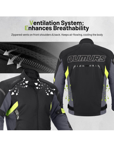 Chaqueta de Motocicleta Impermeable para Hombre con Armadura CE