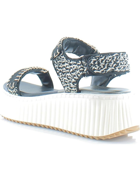 Sandalia de Velcro Dolce Vita Debra Mujeres Nubuck Negro/Blanco