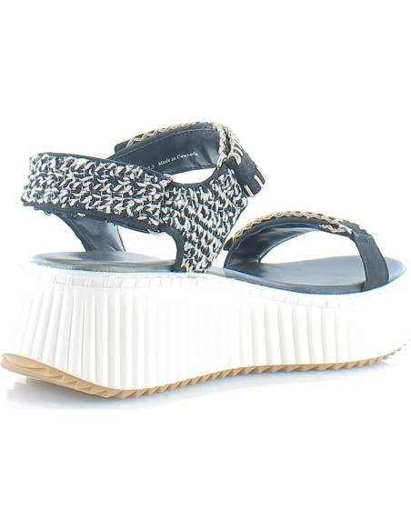 Sandalia de Velcro Dolce Vita Debra Mujeres Nubuck Negro/Blanco