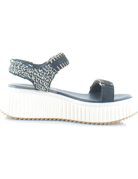 Sandalia de Velcro Dolce Vita Debra Mujeres Nubuck Negro/Blanco