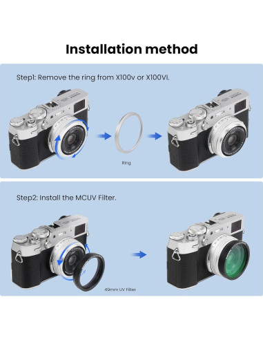 Filtro UV Walkingway para Fujifilm X100 - Protección HD Negra