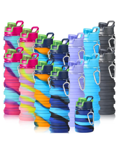 Botellas de Agua Plegables Sunnyray 14 Pack 500ml Silicona