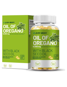 ZAYMAN Aceite de Orégano 6000mg y Semilla Negra 200mg 120 Cápsulas