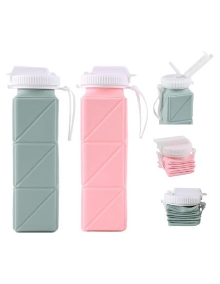 Botellas de Agua Plegables 620ml SHAZANOOR - Reutilizables y A Prueba de Fugas