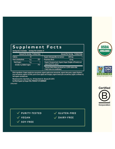 Gomas Orgánicas de Ashwagandha Gaia Herbs 81 Unidades