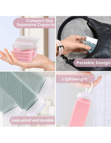 Botellas de Agua Plegables 620ml SHAZANOOR - Reutilizables y A Prueba de Fugas