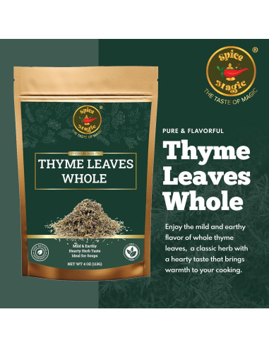 Hojas de Tomillo Secas Spice Magic - 113 g | Hierba Gourmet 100% Natural