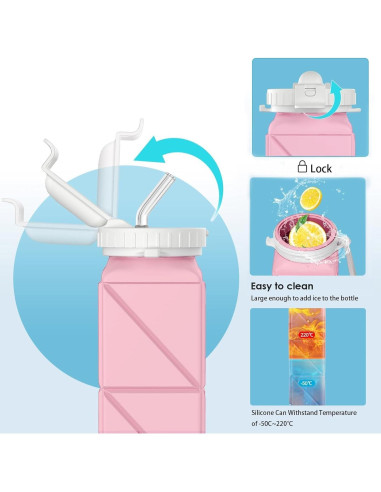 Botellas de Agua Plegables 620ml SHAZANOOR - Reutilizables y A Prueba de Fugas