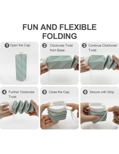 Botellas de Agua Plegables 620ml SHAZANOOR - Reutilizables y A Prueba de Fugas