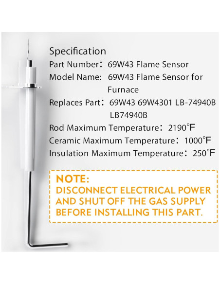 Sensor de Llama 69W43 OEM Mejorado para Horno - Compatible Lennox