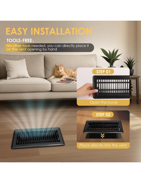 Registro de Piso 4x10 PamMittul Negro, Acero Resistente al Óxido