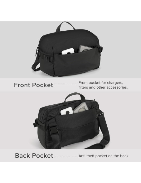 Bolsa de Mensajero para Cámara DSLR Impermeable Negra - CSB-01