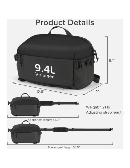 Bolsa de Mensajero para Cámara DSLR Impermeable Negra - CSB-01