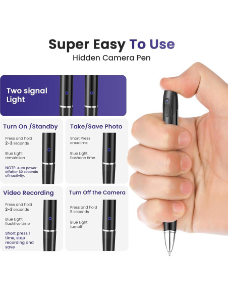 Cámara Espía Oculta 64GB 1080P HD Portátil 3D-PAS