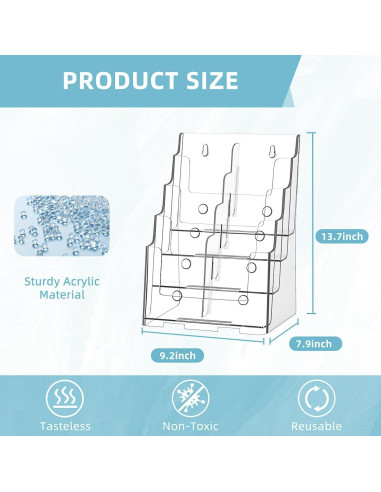Soporte de Folletos Acrílico 4 Niveles PPH-Sisy 8.5x11"