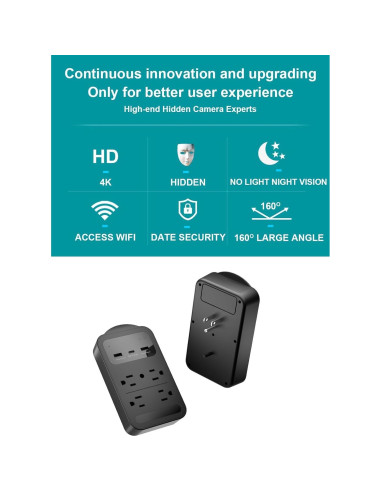 Cámara Oculta Nanny WiFi 4K XN con Visión Nocturna Negra
