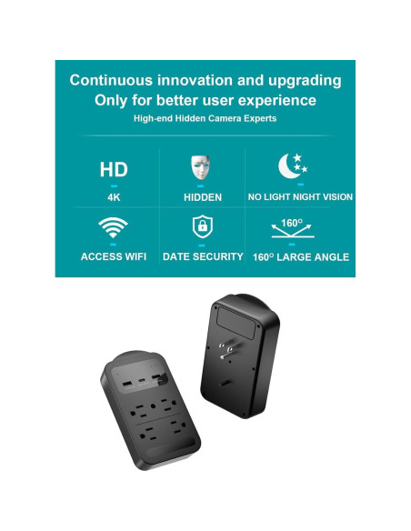 Cámara Oculta Nanny WiFi 4K XN con Visión Nocturna Negra