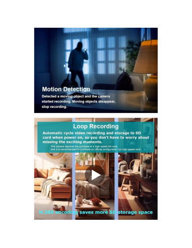 Cámara Oculta Nanny WiFi 4K XN con Visión Nocturna Negra