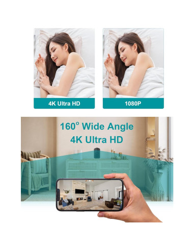 Cámara Oculta Nanny WiFi 4K XN con Visión Nocturna Negra