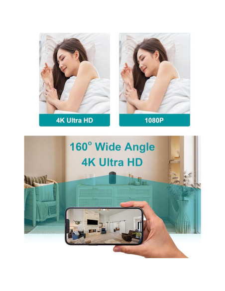 Cámara Oculta Nanny WiFi 4K XN con Visión Nocturna Negra