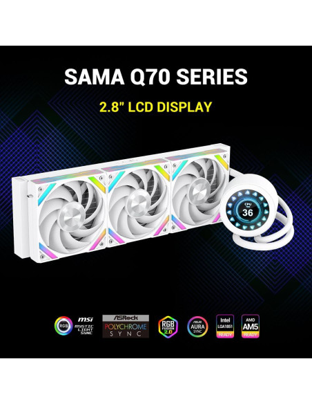 Enfriador de CPU Líquido SAMA Q70 360mm con Pantalla LCD 2.8"