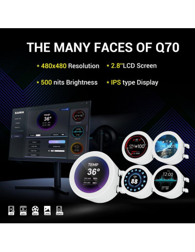 Enfriador de CPU Líquido SAMA Q70 360mm con Pantalla LCD 2.8"