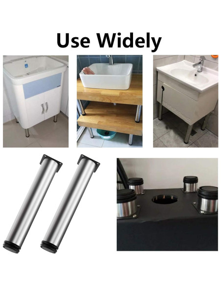 Juego de 4 patas ajustables Kyuionty de acero inoxidable 30 cm