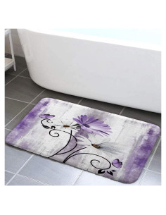 Alfombra de Baño Antideslizante VeiVian 43x74cm Morada Floral
