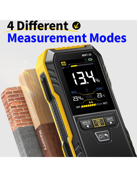 Medidor de Humedad de Madera ZIZEV Sin Pin 2.4" Pantalla Color