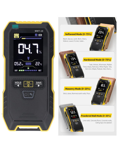 Medidor de Humedad de Madera ZIZEV Sin Pin 2.4" Pantalla Color