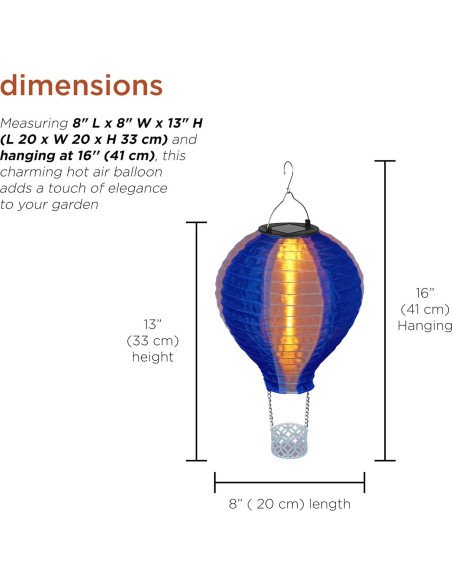 Globo Aerostático Solar LED Alpine 33 cm Azul Decoración