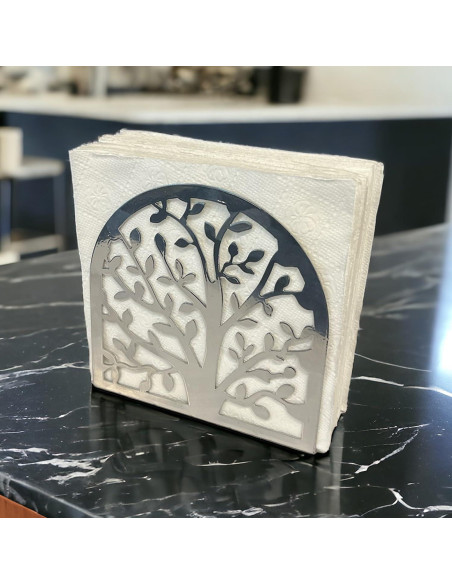Soporte de Servilletas de Metal Decorelax Árbol de Vida Plata