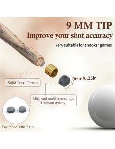 Kmise Snooker Pool Cue 3/4 División Hecho a Mano 145 cm 2