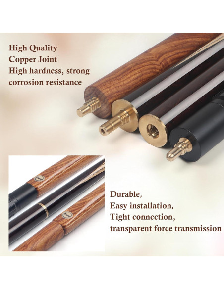 Kmise Snooker Pool Cue 3/4 División Hecho a Mano 145 cm