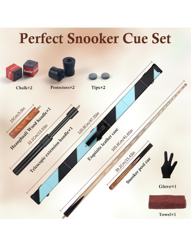 Kmise Snooker Pool Cue 3/4 División Hecho a Mano 145 cm
