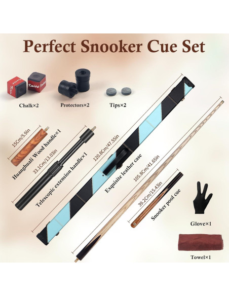 Kmise Snooker Pool Cue 3/4 División Hecho a Mano 145 cm