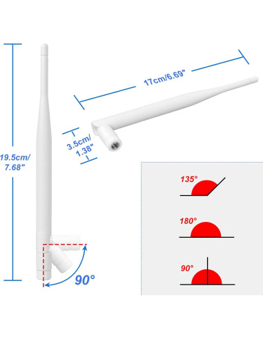 Antena LoRa 915MHz 3dBi SMA Macho + Cable 10cm 3Pack Blanco