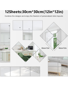 12 Azulejos de Espejo Acrílico Shiftshade 30.48x30.48 cm 2