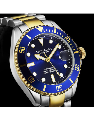 Reloj de buceo Stuhrling Original hombre acero inoxidable azul